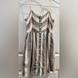 Others Follow Girls L Dress in Blue, Cream and Pink 100% cotton